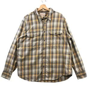 CC Filson Shirt Button Up Plaid Brown Yellow Cotton Work Shirt Size XL
